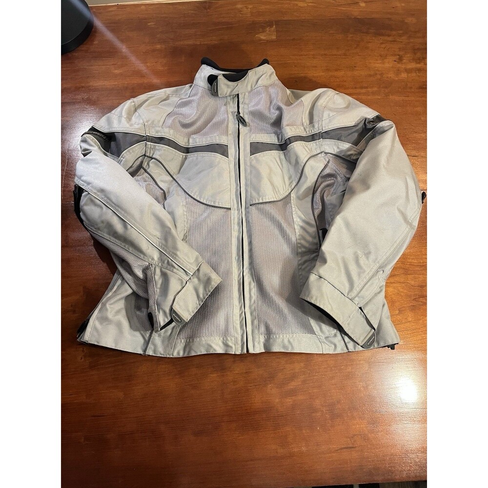 Vintage 1990’s Women’s Padded Gray 3M Reflective Olympia Motorcycle Jacket XL